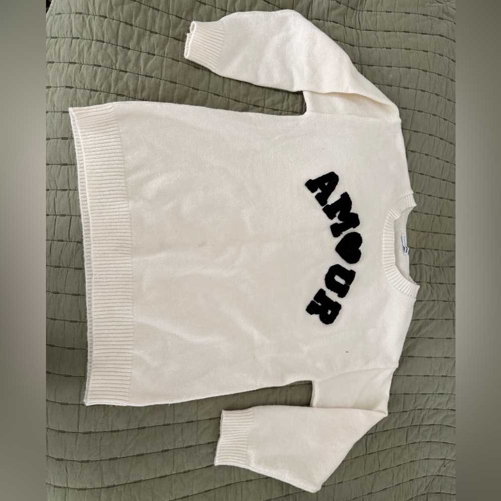 Cream Sweater with Black 'Amour' Text - Fashion Nova